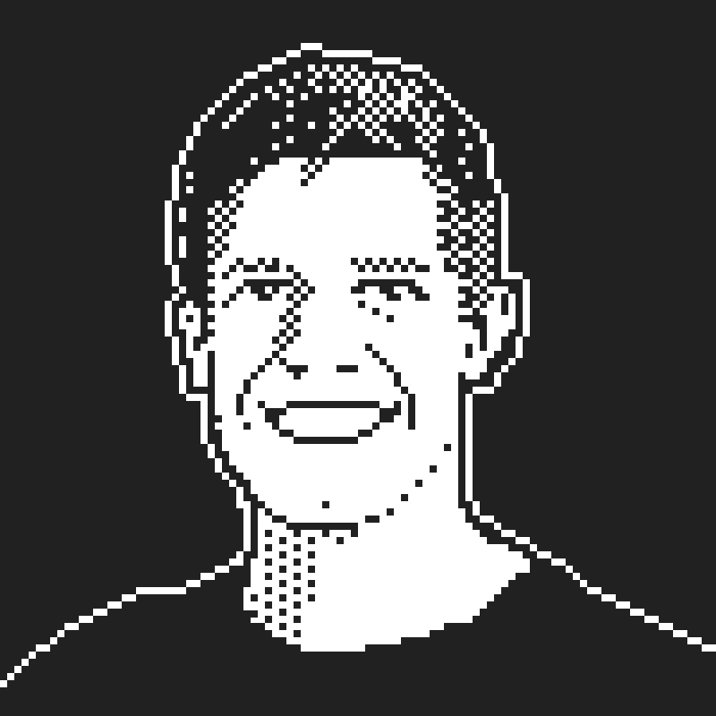 Dithered portrait of Derek Kolstad